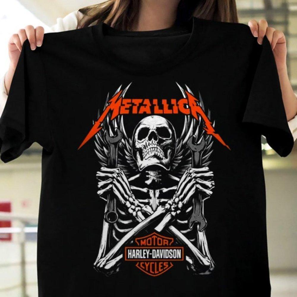 Skeleton Wing Metallica Motor Harleydavidson Cool Style Motorbike Tee